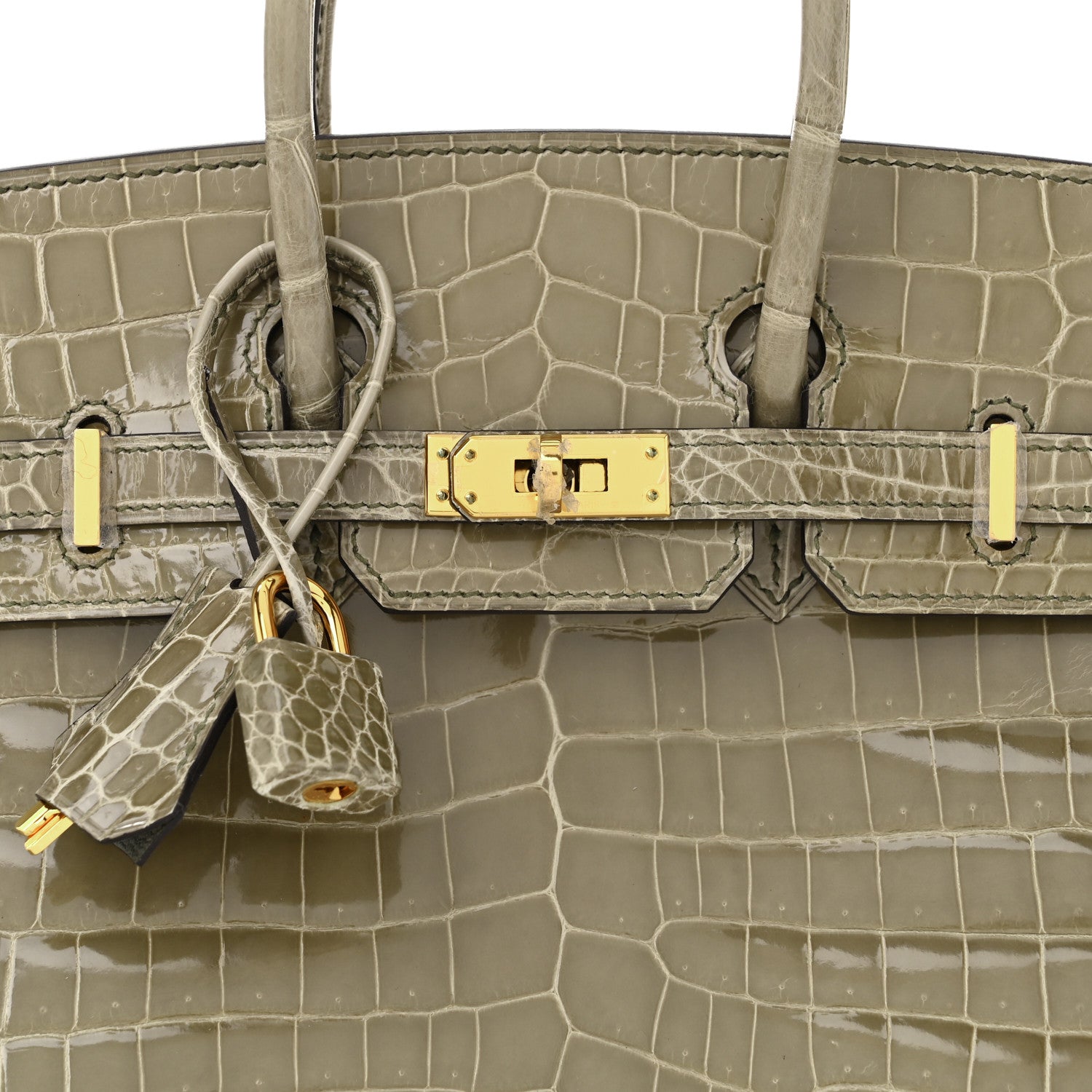 Hermes Shiny Niloticus Crocodile Birkin 25 Gris Tourterelle 8 of 11