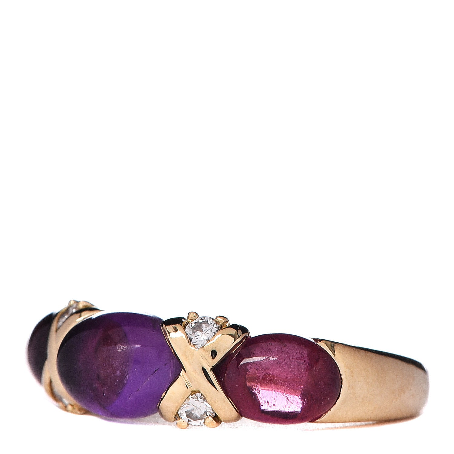 Tiffany 18K Yellow Gold Diamond Amethyst Pink Tourmaline Paloma Picasso X Ring 53 6.25 3 of 6