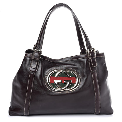 Gucci Calfskin Medium Britt Tote Dark Brown 1 of 7