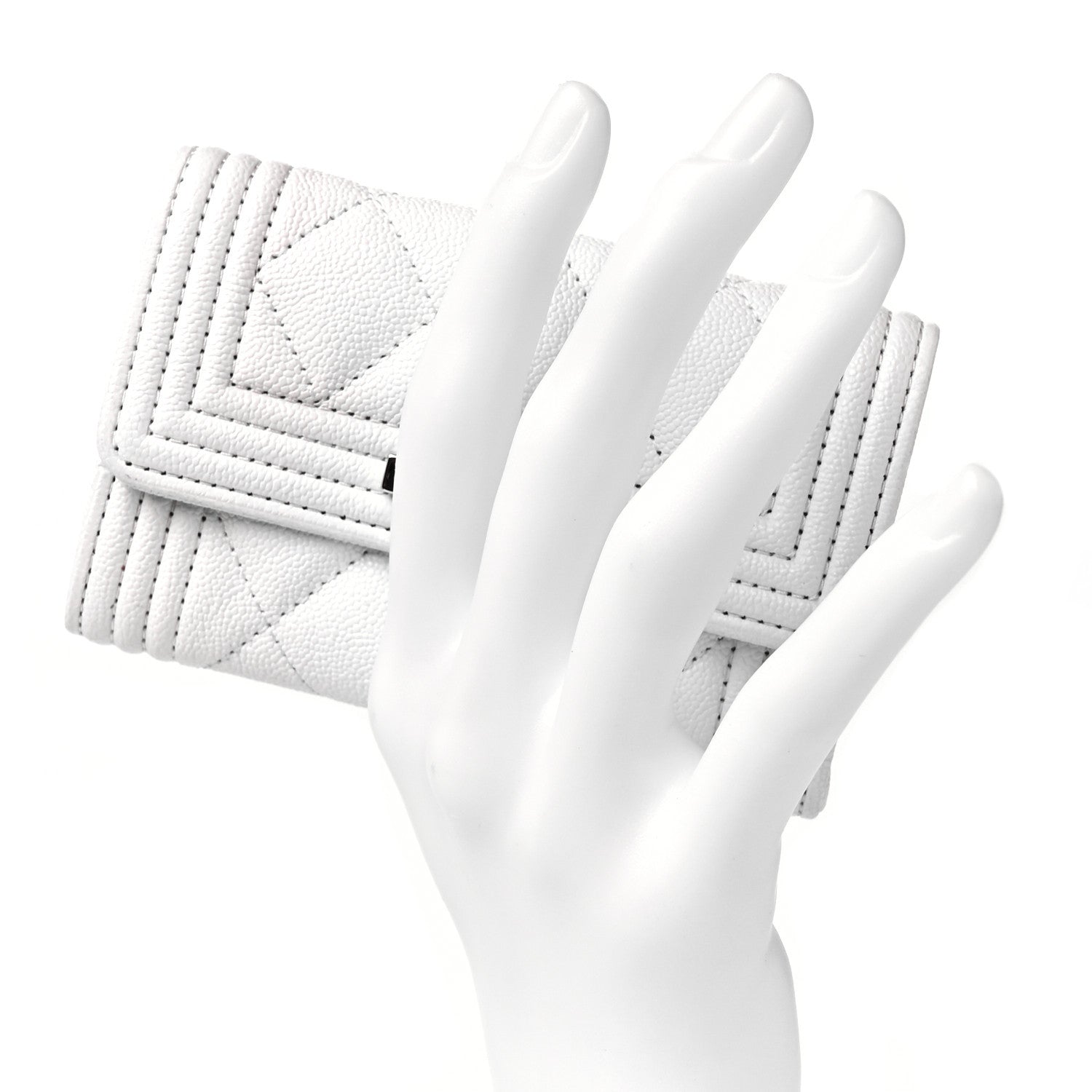 Chanel Caviar Quilted Boy Flap Card Holder White 2 of 7