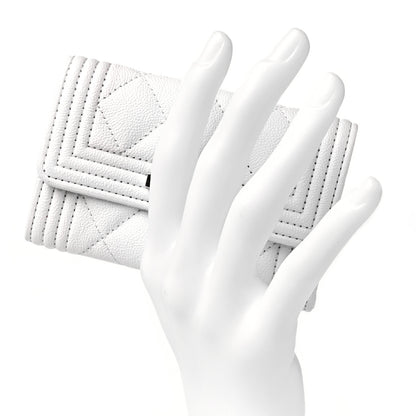Chanel Caviar Quilted Boy Flap Card Holder White 2 of 7