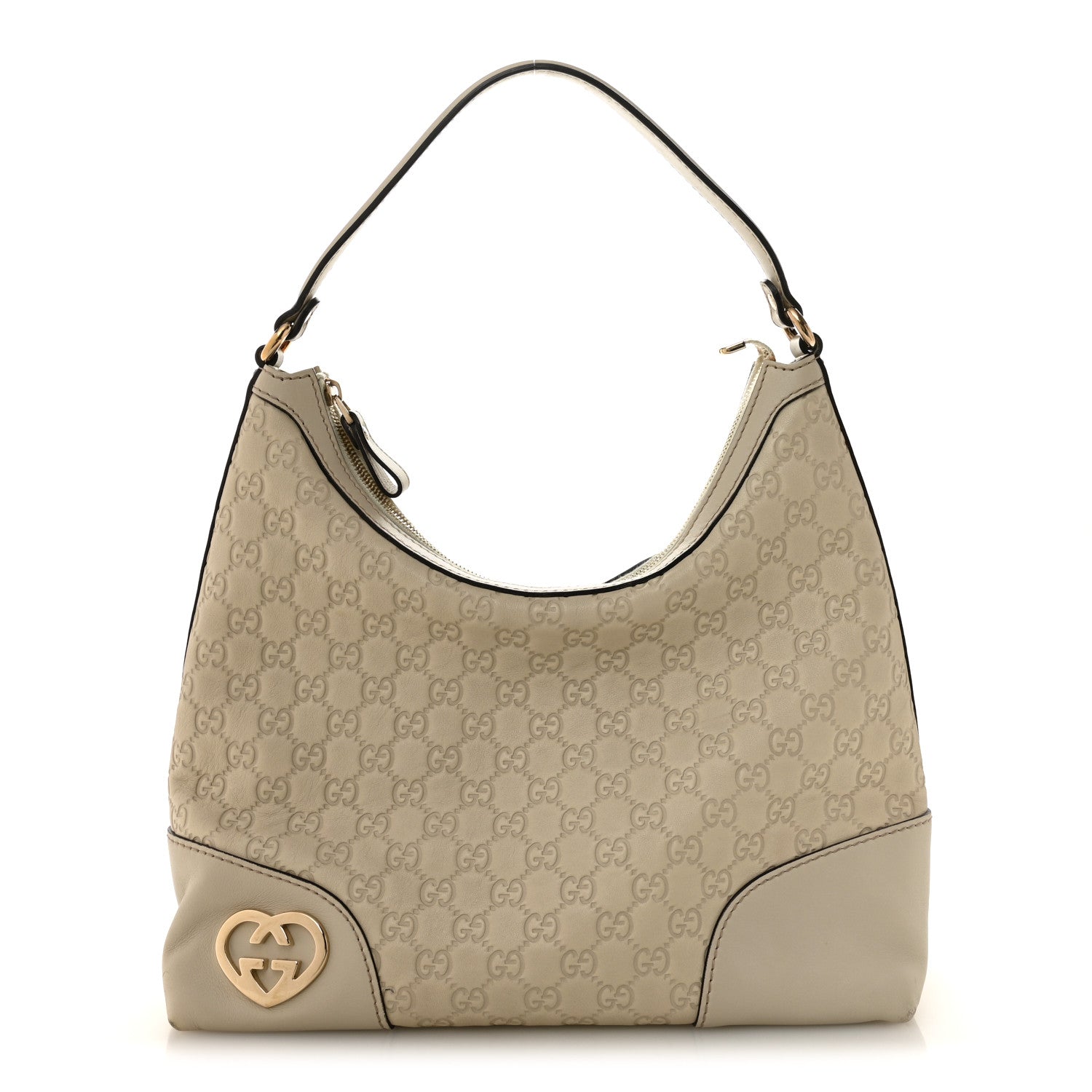 Gucci Guccissima Medium Lovely Heart Hobo Off White 1 of 14