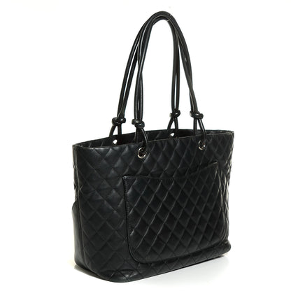 Chanel Calfskin Quilted Large Cambon Tote Black White 3 of 8