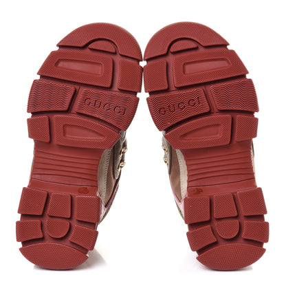 Gucci X SEGA Mesh Canvas Calfskin Womens Flashtrek Sneakers 36.5 Military Oatmeal Carmine Rose Ardesia 6 of 10