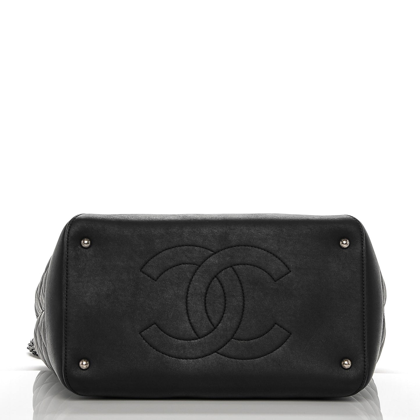 Calfskin Quilted Small Easy Shopping Tote Black