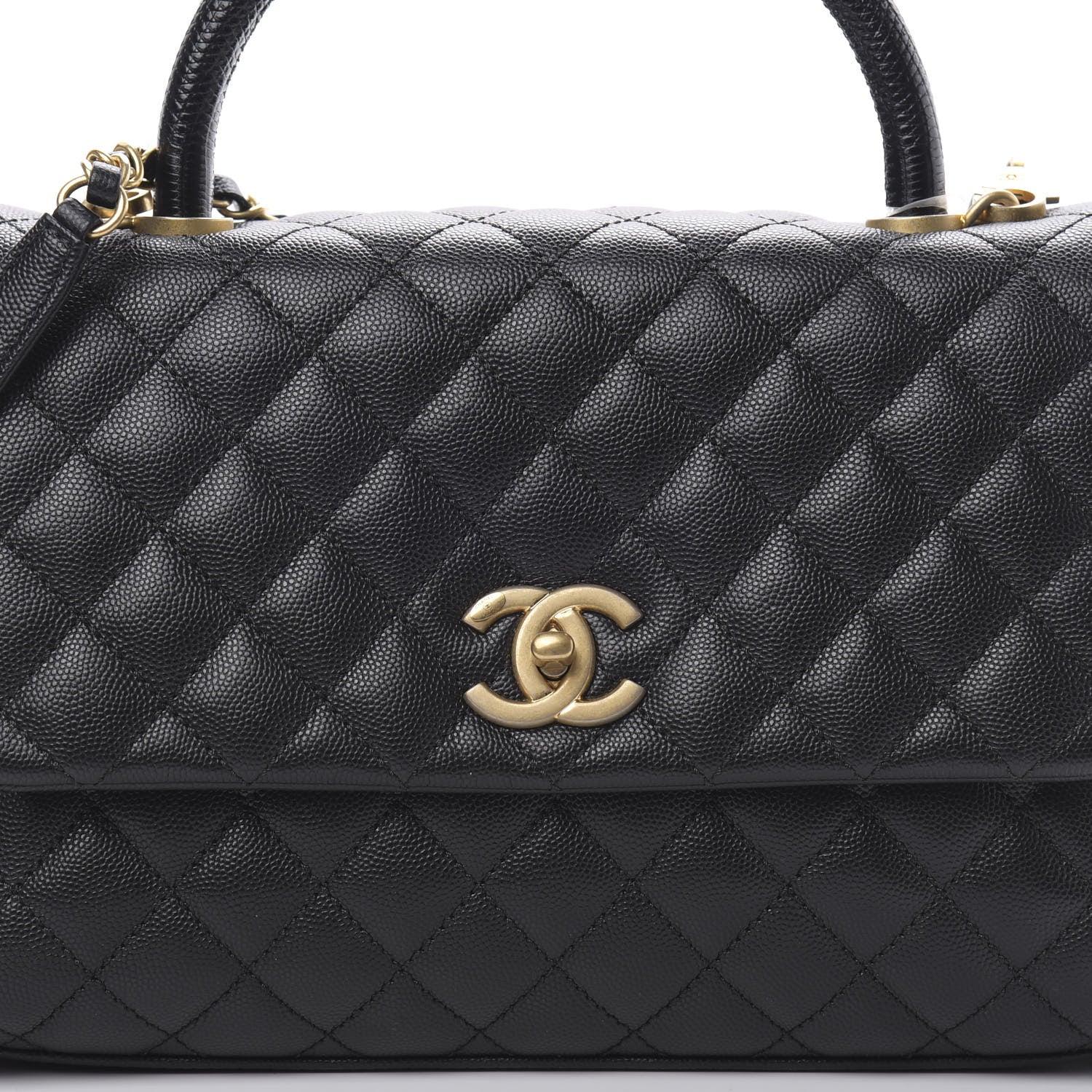 Chanel Caviar Lizard Embossed Quilted Small Coco Handle Flap Black 8 of 11