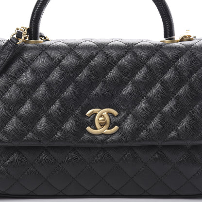 Chanel Caviar Lizard Embossed Quilted Small Coco Handle Flap Black 8 of 11