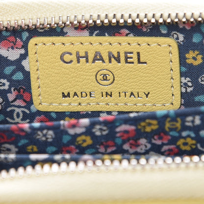 Chanel Goatskin CC Clover Zip Coin Purse Yellow 6 of 8