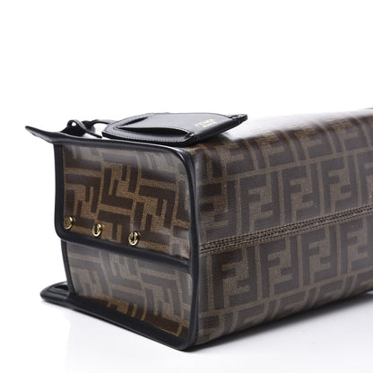 Fendi Glazed Fabric Vitello Century FF 1974 Stamp Patch Mini Peekaboo Defender Cover Mogano Panna Black 5 of 11