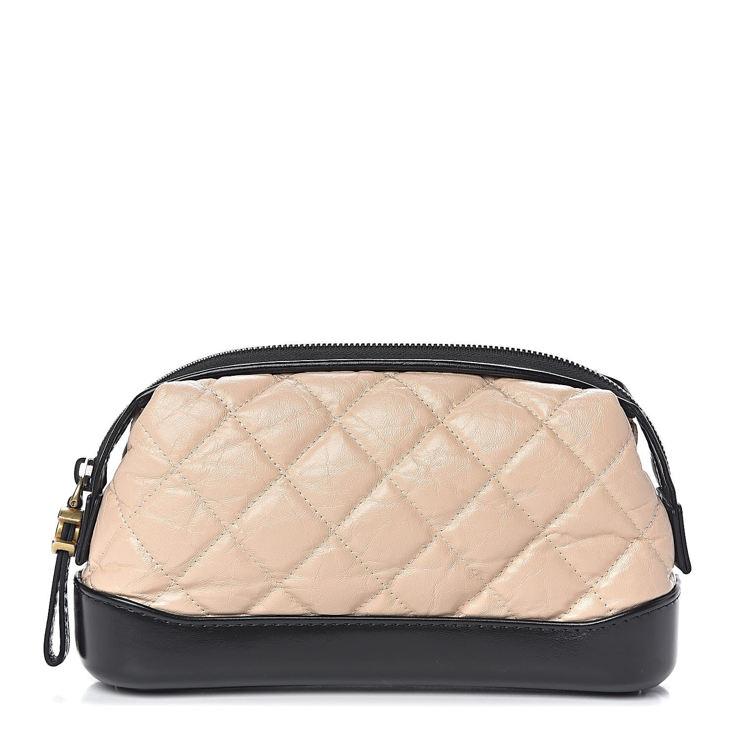 Chanel Aged Calfskin Quilted Gabrielle Cosmetic Case Beige Black 1 of 7