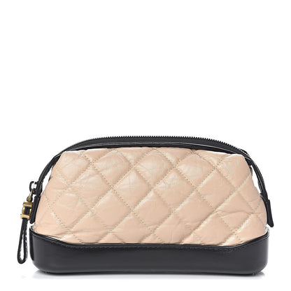 Chanel Aged Calfskin Quilted Gabrielle Cosmetic Case Beige Black 1 of 7