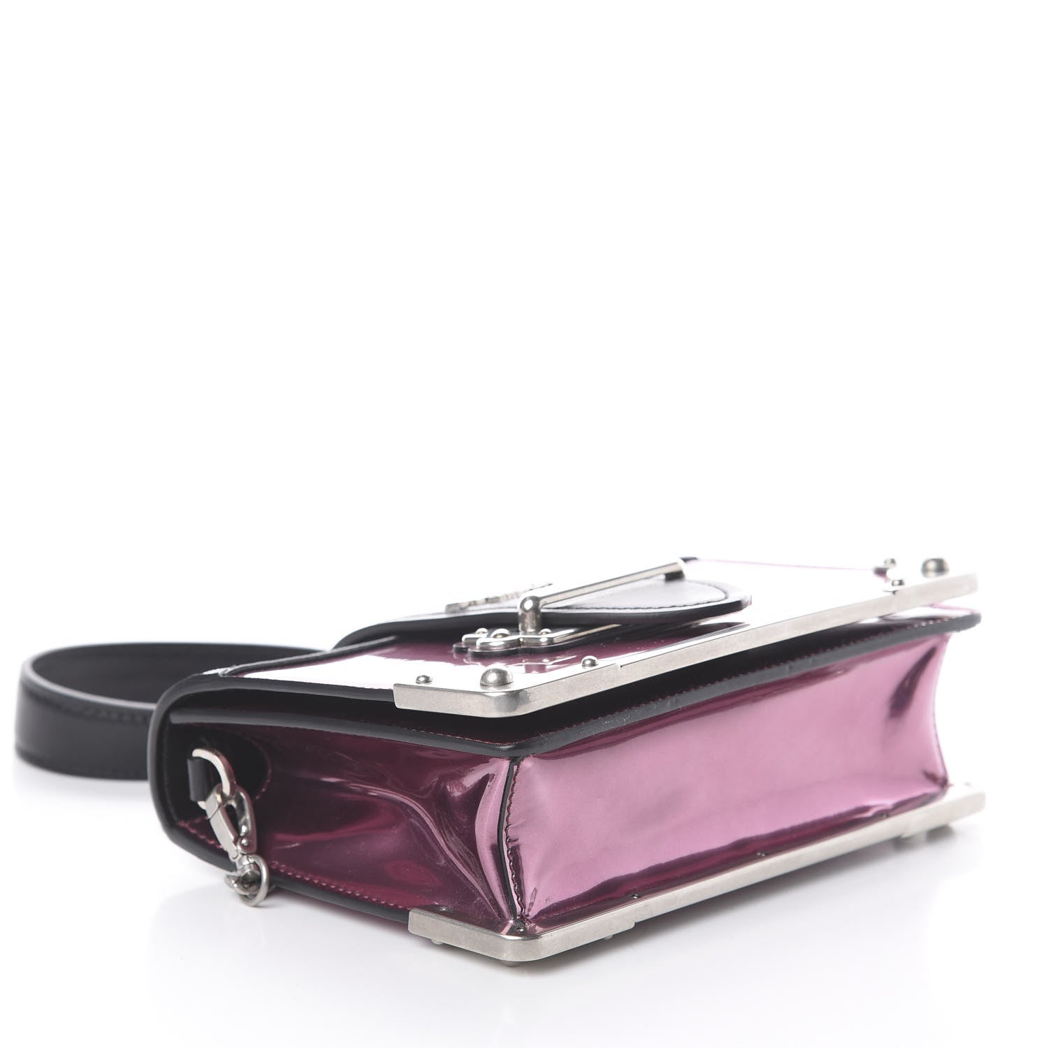 Prada Metallic Vitello Saffiano Cahier Bag Ferro Black 3 of 7
