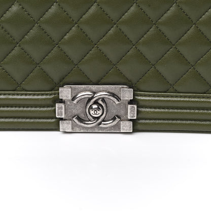 Chanel Lambskin Quilted New Medium Boy Flap Dark Green 21 of 21