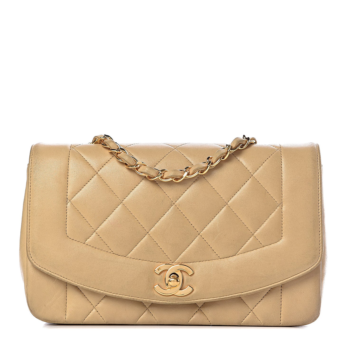 Lambskin Quilted Small Flap Beige