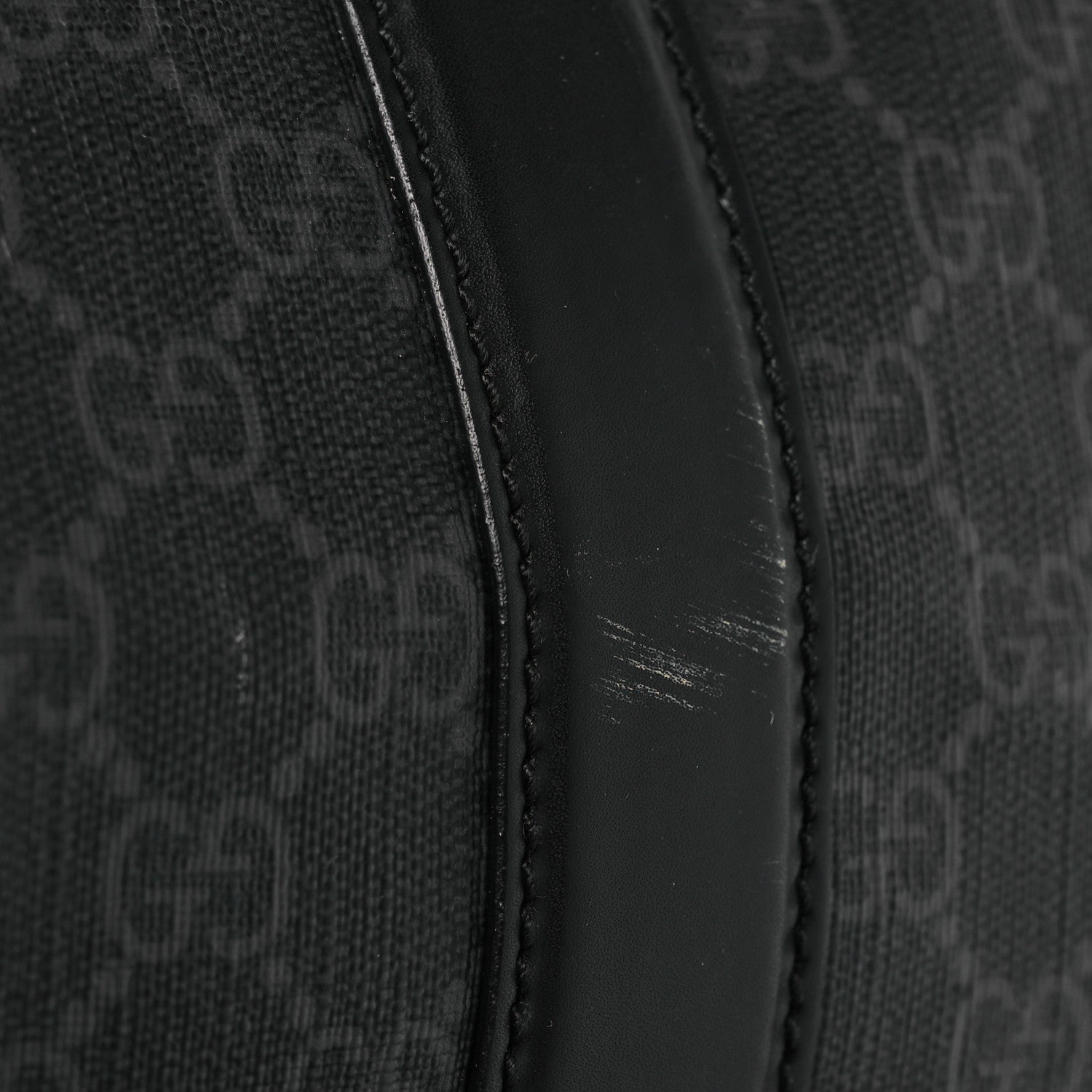 Gucci Soft GG Supreme Monogram Appia Calfskin Web Large Carry On Duffle Bag Black Grey 10 of 13