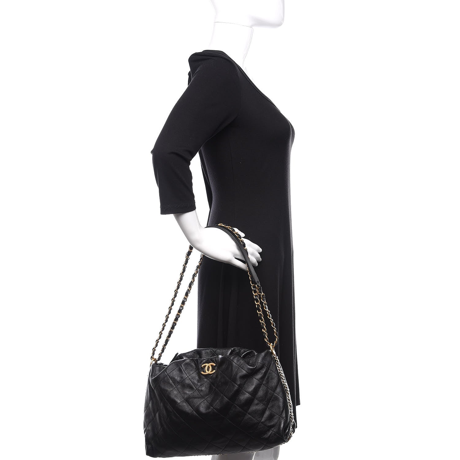 Chanel Calfskin Quilted Chain Around Tote Black 2 of 11