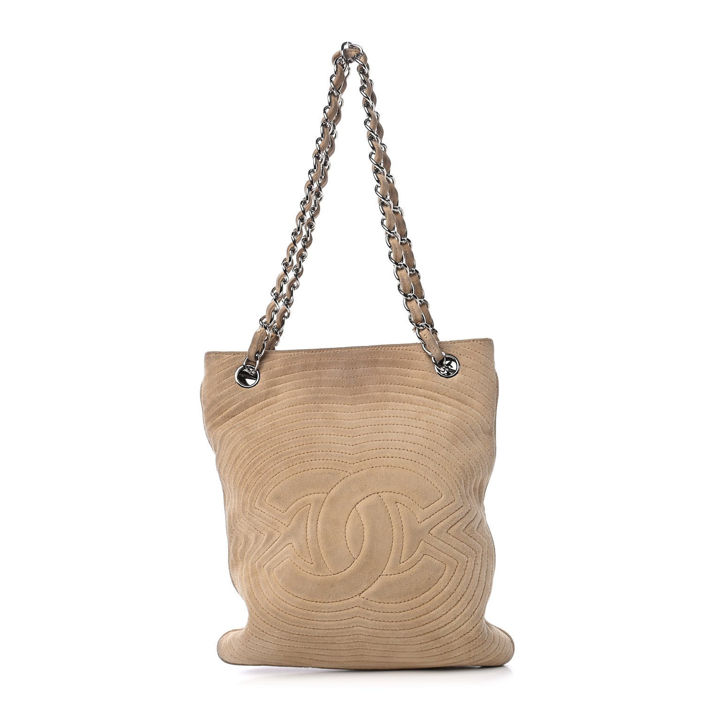 Suede CC Shopping Tote Beige
