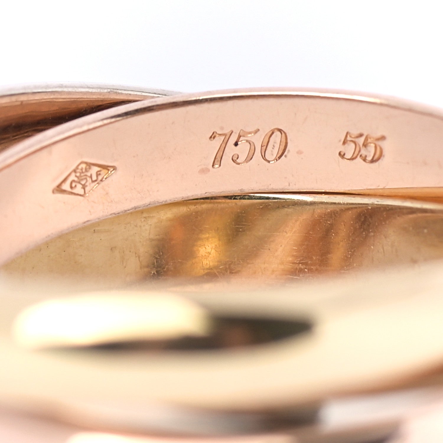 Cartier 18K Pink Yellow White Gold Classic Les Must De Cartier Trinity Ring 55 7.25 5 of 5