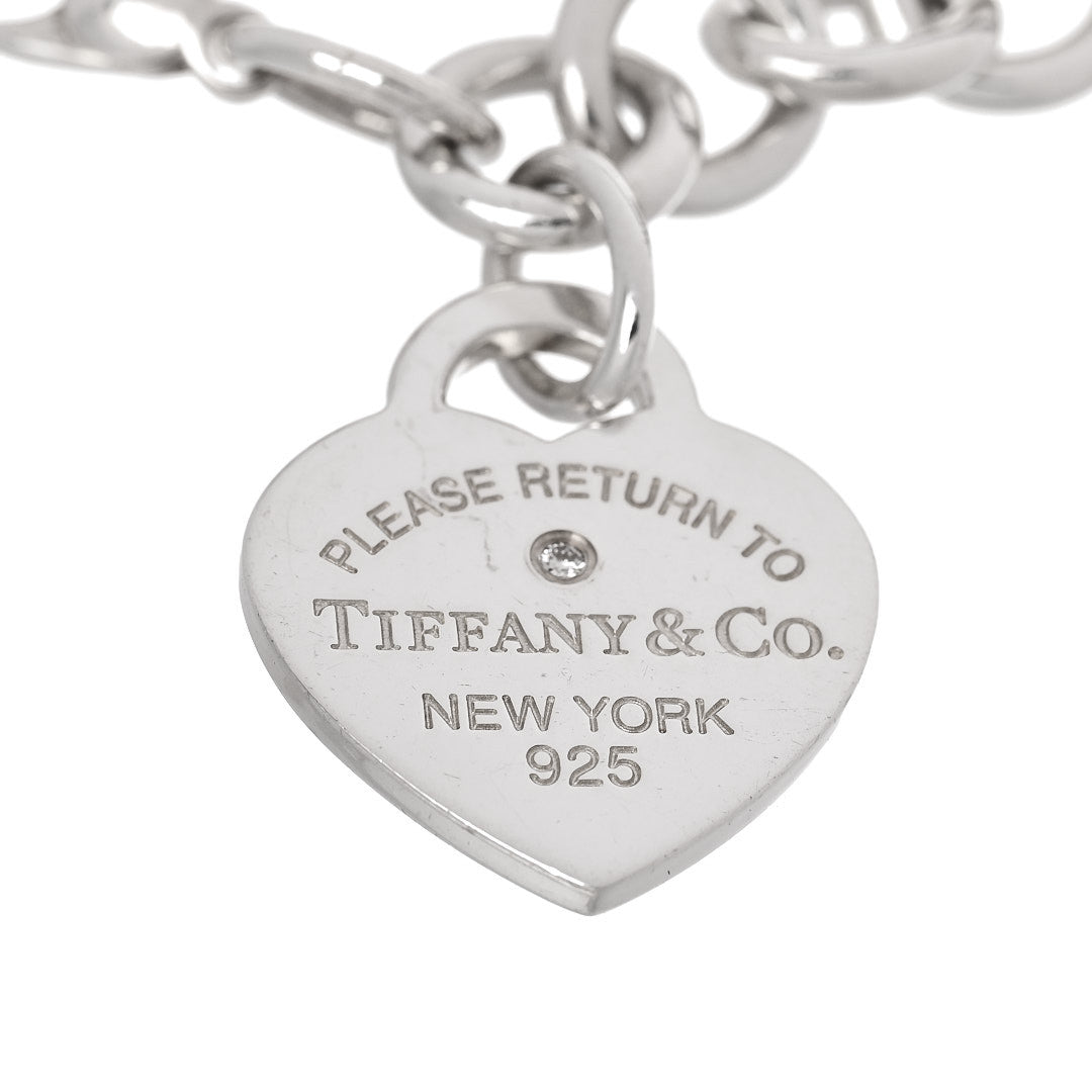 Tiffany Sterling Silver Diamond Medium Return To Tiffany Heart Tag