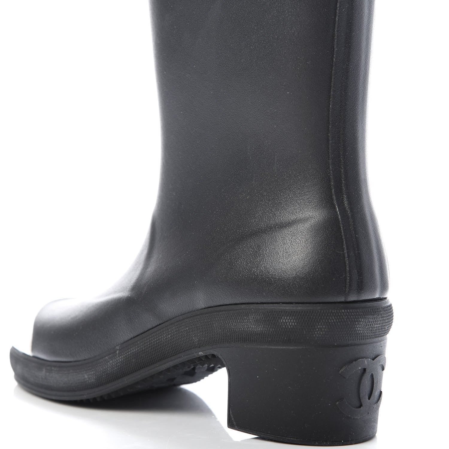 Chanel Rubber Logo Rain Boots 36 Black White 13 of 13