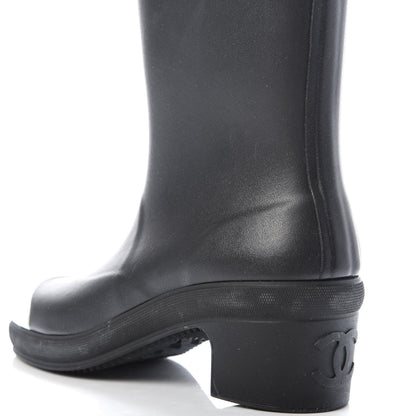 Chanel Rubber Logo Rain Boots 36 Black White 13 of 13