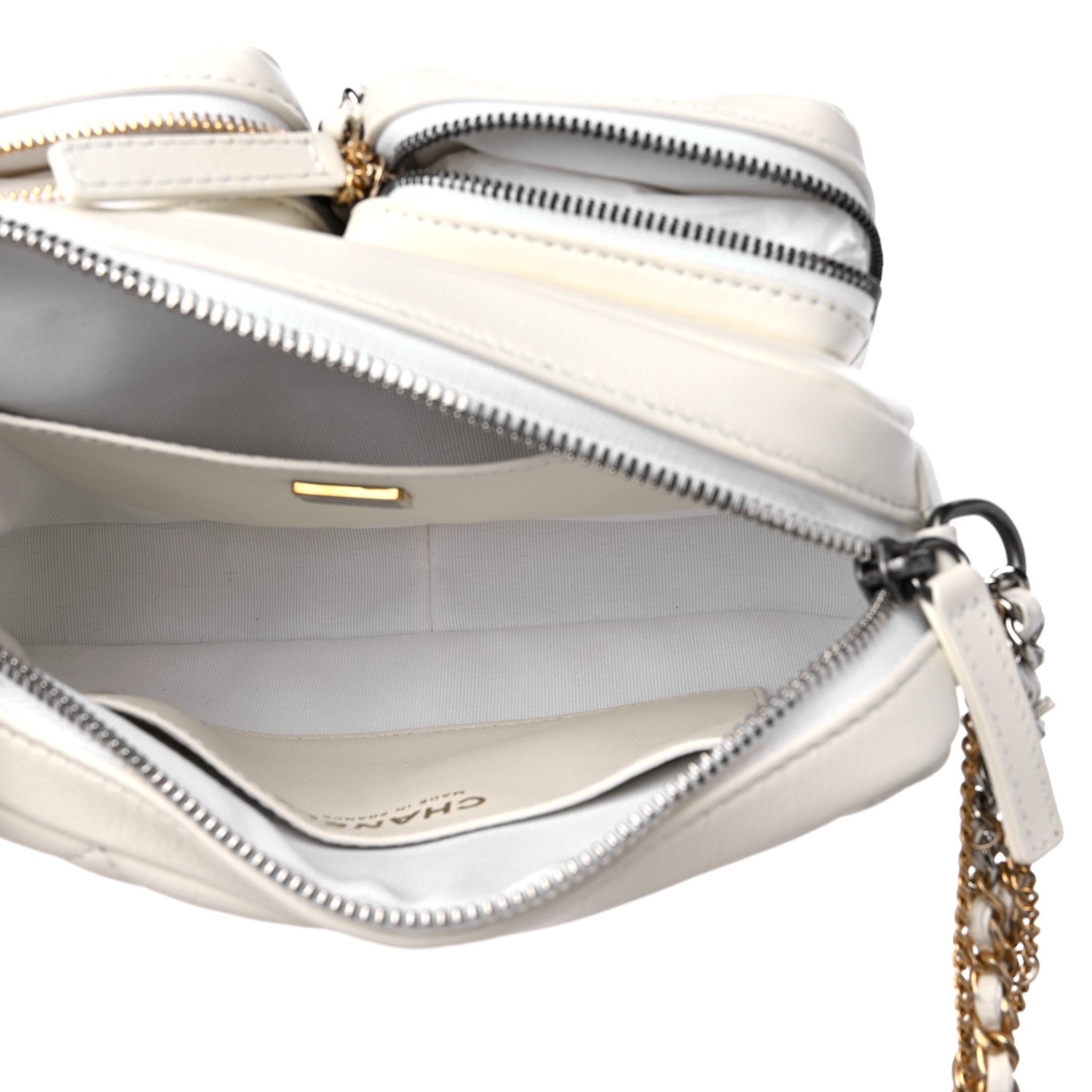 Chanel Calfskin Quilted Small Camera Case White 5 of 11