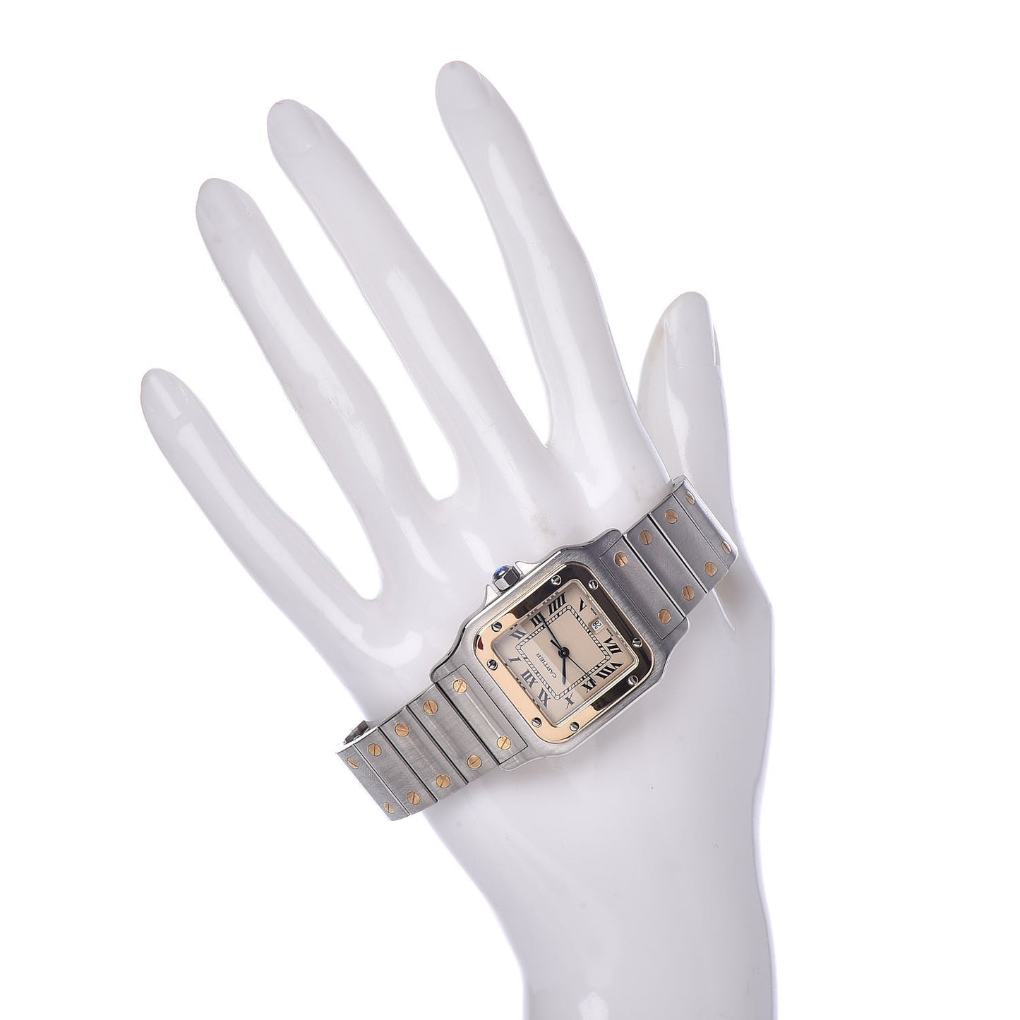 Stainless Steel 18K Yellow Gold 29mm Santos De Galbee Quartz Watch