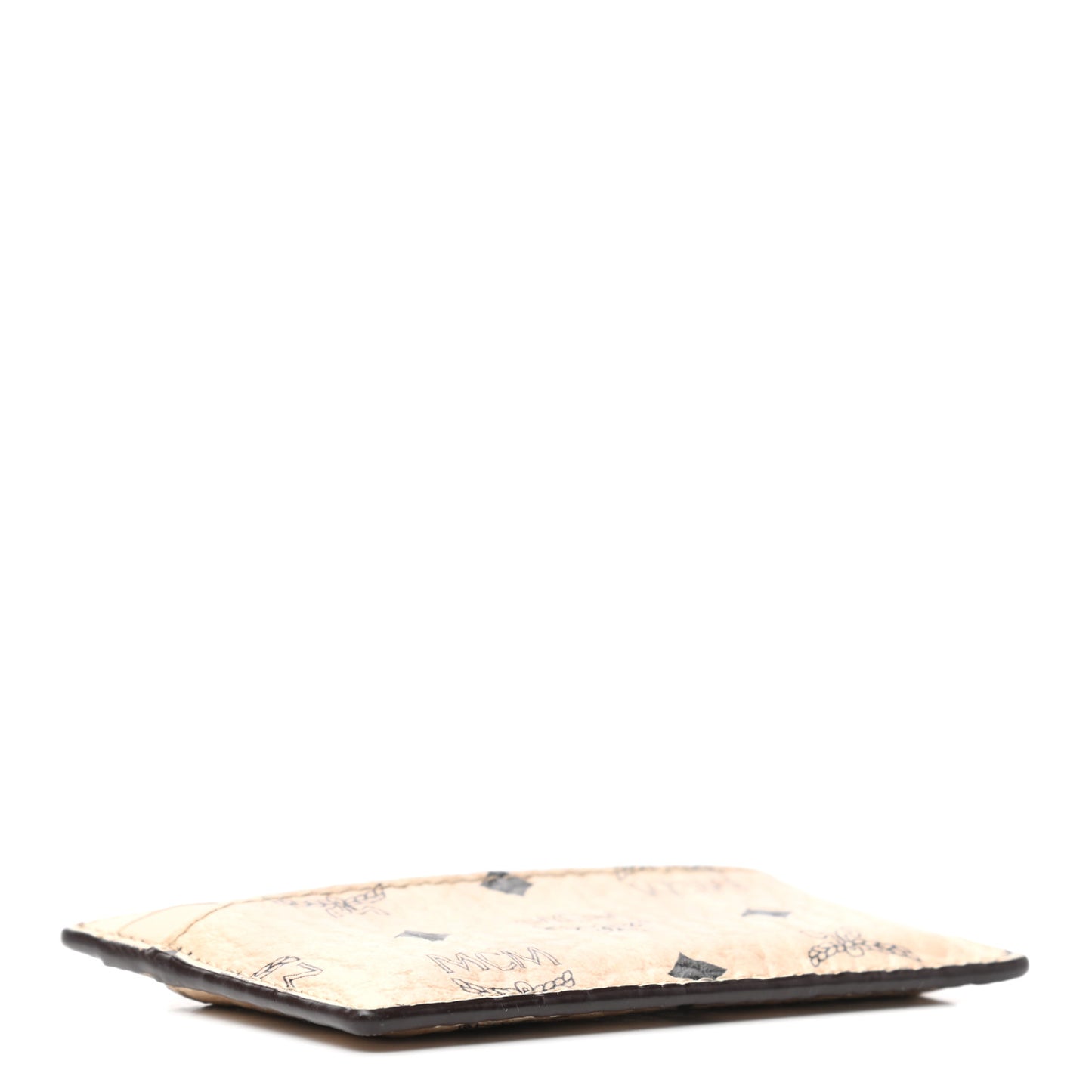 Calfskin Visetos Mini Card Case Beige