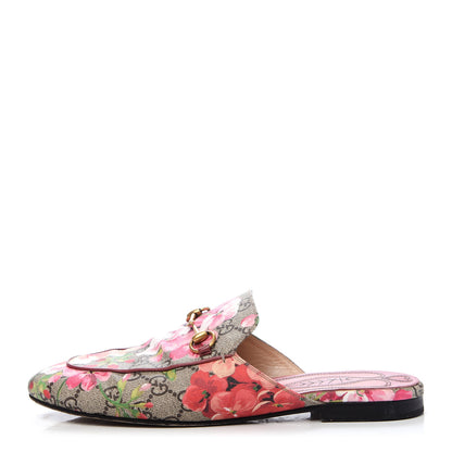 Gucci GG Supreme Monogram Blooms Womens Princetown Slippers 39.5 Beige Multicolor Dry Rose 1 of 9