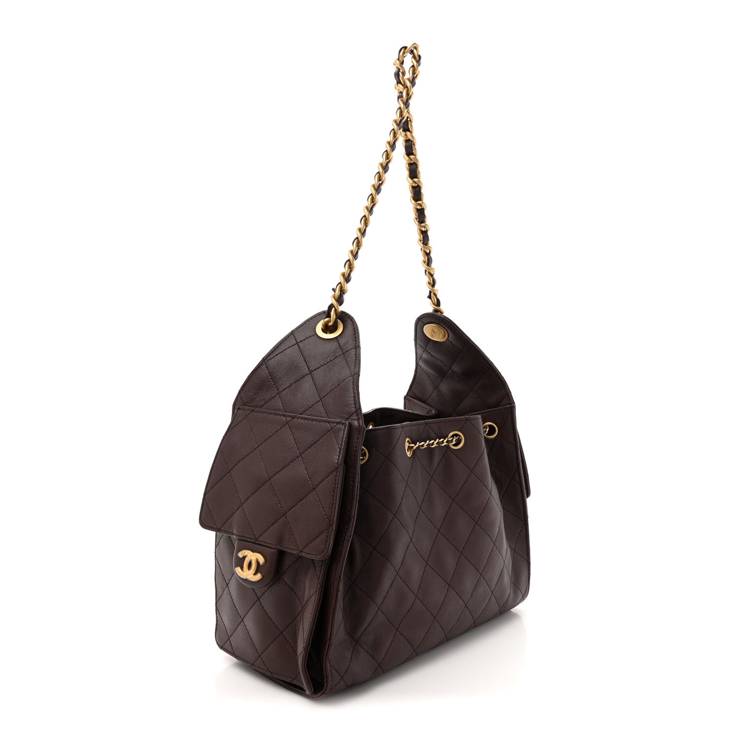 Caviar Quilted Small Chanel 25 Handbag Dark Brown