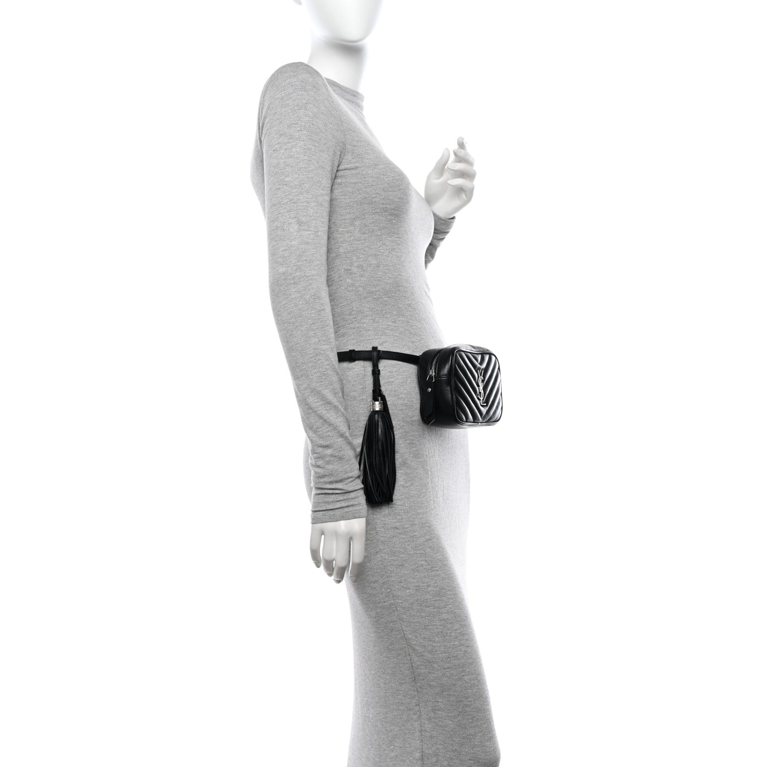 Saint Laurent Calfskin Matelasse Monogram Lou Belt Bag Black 2 of 10