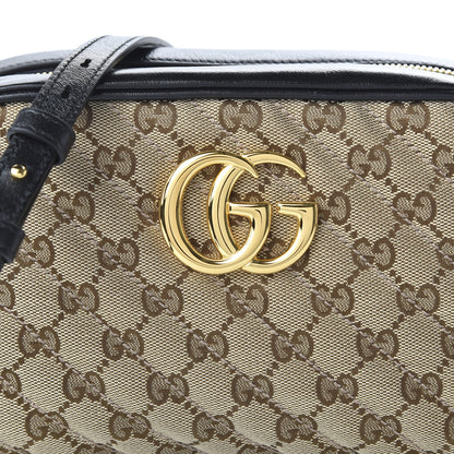 Gucci Monogram Matelasse Diagonal Small GG Marmont Chain Shoulder Bag Beige Black 10 of 10