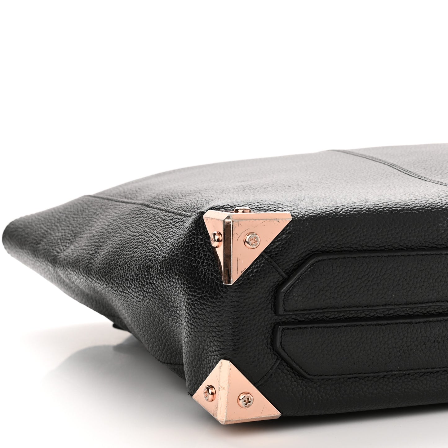 Pebbled Calfskin Large Prisma Skeletal Tote Black Rose Gold Hardware