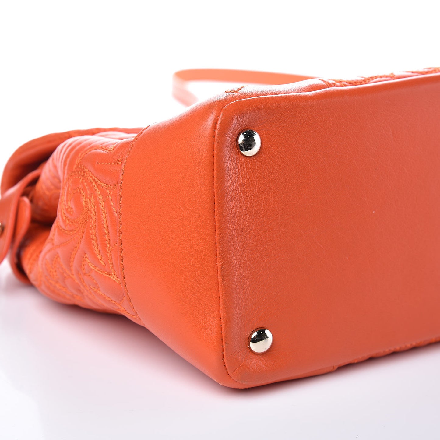 Barocco Quilted Nappa Altea Vanitas Satchel Orange