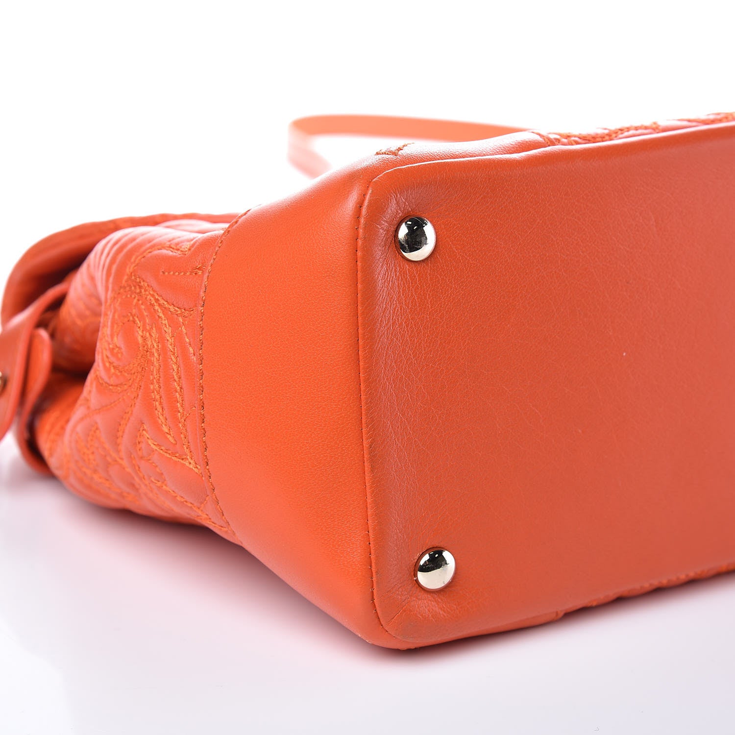 Versace Barocco Quilted Nappa Altea Vanitas Satchel Orange 8 of 9