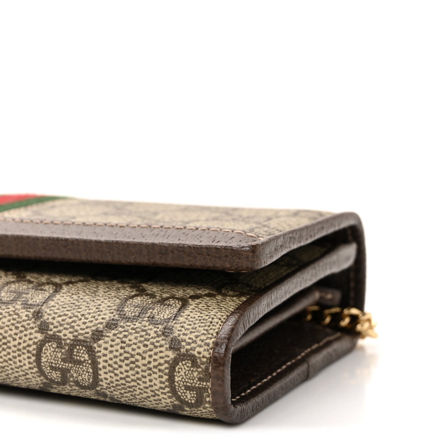 GG Supreme Monogram Web Ophidia Wallet On Chain Brown