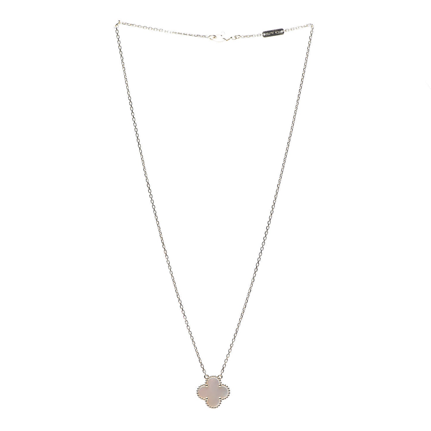 18K Yellow Gold Mother of Pearl Vintage Alhambra Pendant Necklace
