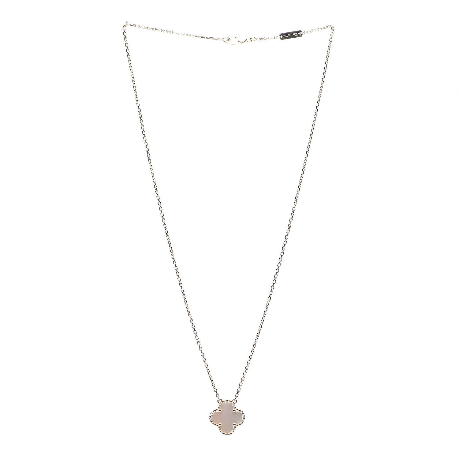 Van Cleef & Arpels 18K Yellow Gold Mother of Pearl Vintage Alhambra Pendant Necklace 2 of 7