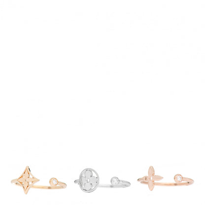 Louis Vuitton 18K Yellow Pink White Gold Diamond Idylle Blossom Ring 3 Set 55 7.25 1 of 5