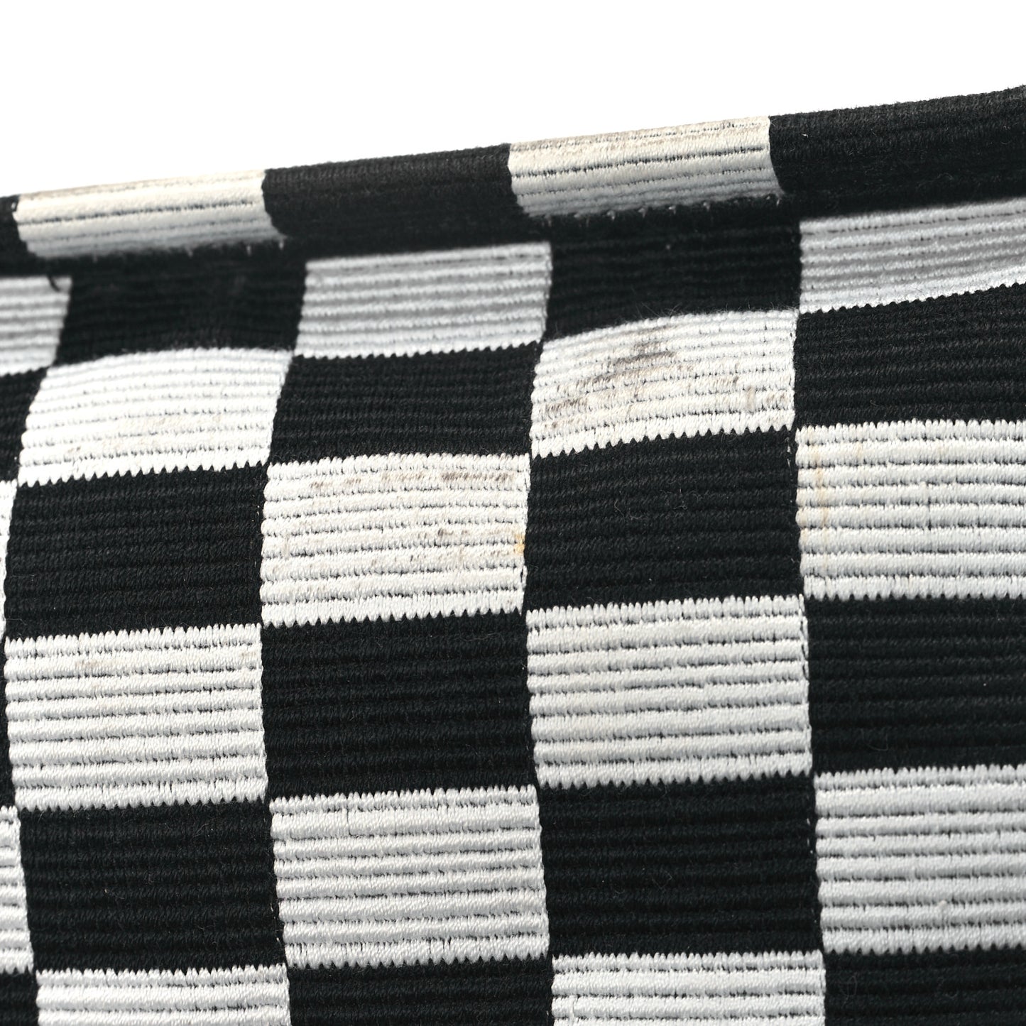Canvas Embroidered Checkered Book Tote Black White