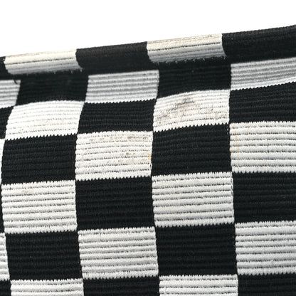 Christian Dior Canvas Embroidered Checkered Book Tote Black White 12 of 14