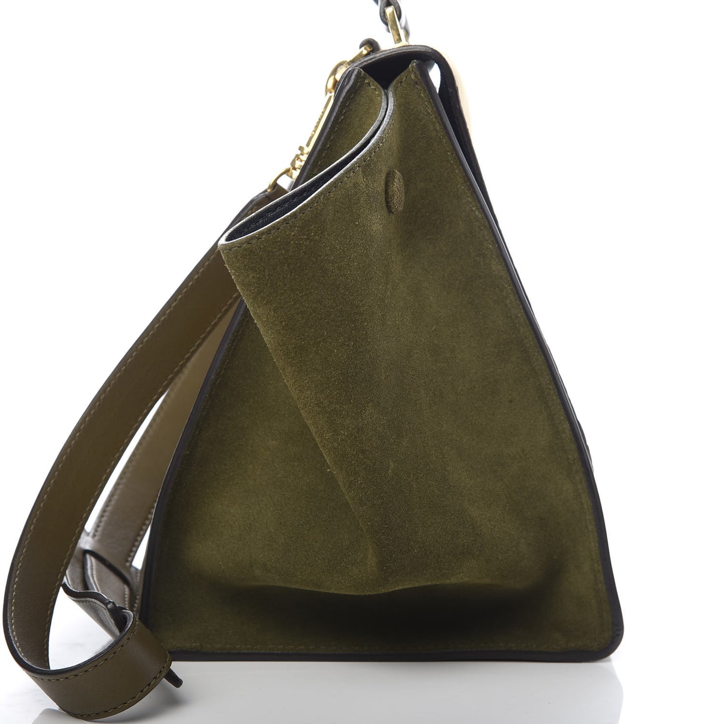 Nubuck Crocodile Embossed Medium Trapeze Olive