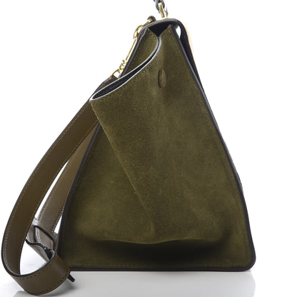 Celine Nubuck Crocodile Embossed Medium Trapeze Olive 11 of 13