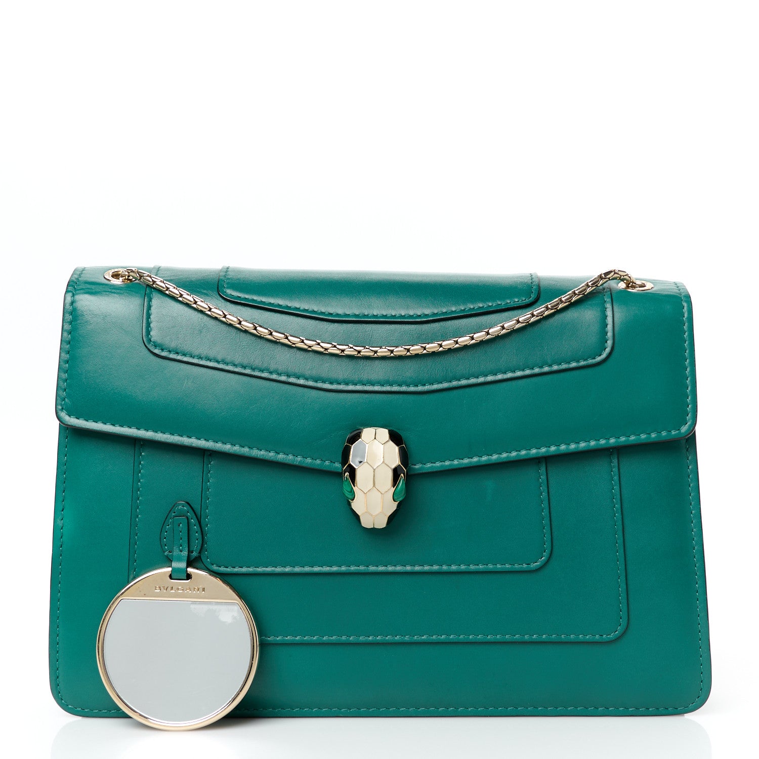 Bulgari Calfskin Serpenti Forever Shoulder Bag Emerald Green 3 of 14