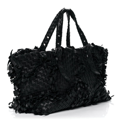 Bottega Veneta Nappa Intrecciato Patchwork Frayed Tote Black 3 of 9