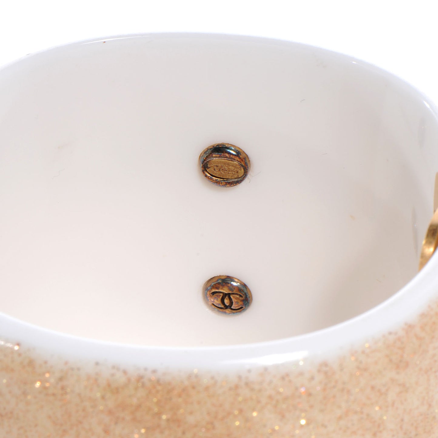 Resin Crystal CC Cuff Gold Glitter White