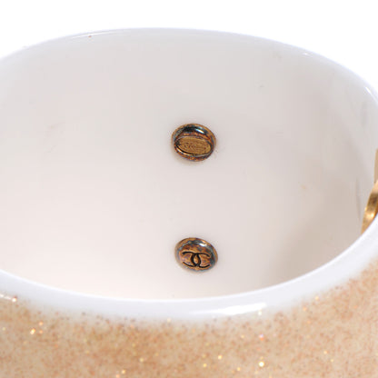 Chanel Resin Crystal CC Cuff Gold Glitter White 3 of 7