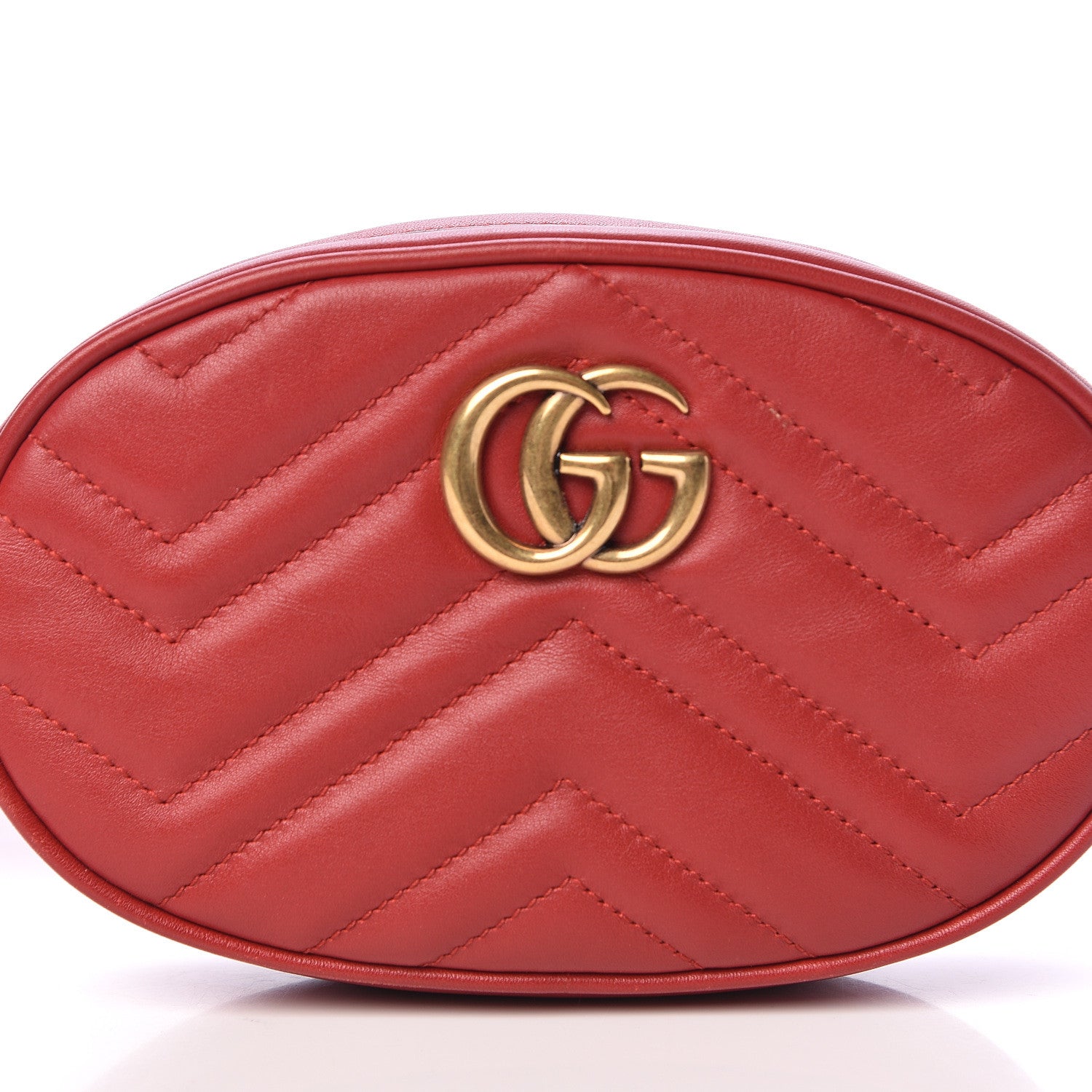 Gucci Calfskin Matelasse GG Marmont Belt Bag 95 38 Hibiscus Red 11 of 11