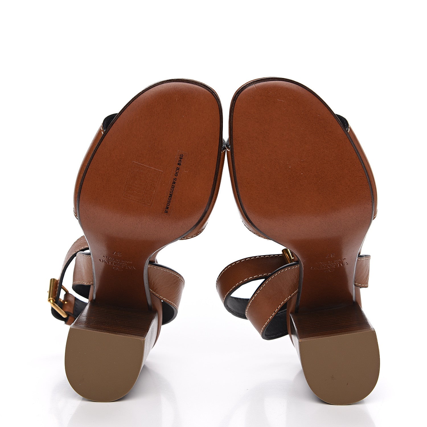 Valentino Garavani Grainy Cowhide VLogo Sandals 37 Cuoio 5 of 9
