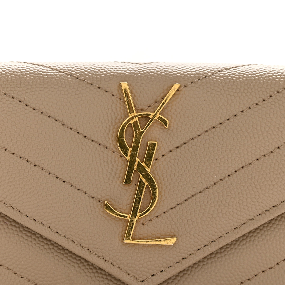 Grain De Poudre Matelasse Chevron Small Monogram Envelope Wallet Dark Beige